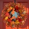 Fall Wreath with Pumpkin Maple Leaves Pine Cone Berries